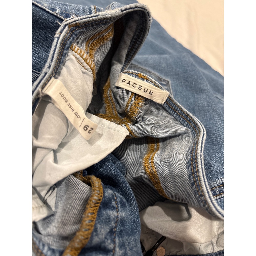 PacSun Low Rise Bootcut Jeans Medium Wash Lace Up Fly Y2K Size 29 - Picture 3 of 4